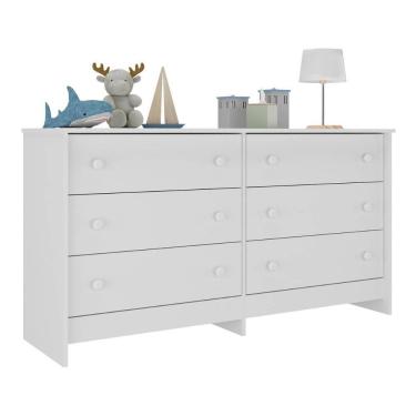 Imagem de Cômoda Infantil 136cm com 6 Gavetas Flex Multimóveis MP4262