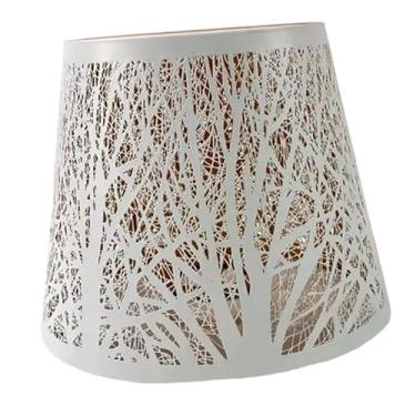 Imagem de Baoblaze Abajur de metal com padrão de árvore moderna, capa de abajur para arandelas de parede, cabeceira, sala de estar, hotel, Branco Pequeno