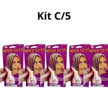 Imagem de Kit C/5 Nariz Bruxa Látex Acessório Festa Fantasia Halloween - sm deco