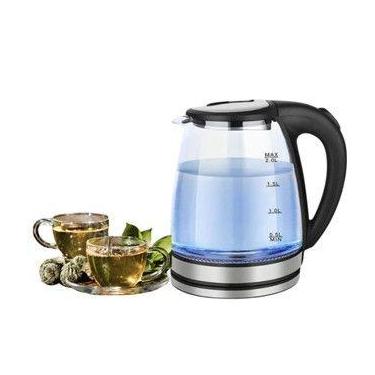 Imagem de Chaleira Elétrica de Vidro 1,8L com Tampa Pull-Up e LED Azul Moderno -