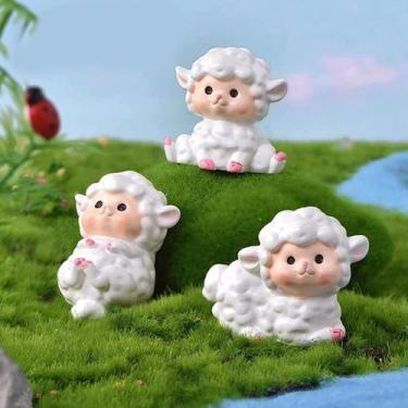 Imagem de Miniatura sheep lamb cow estatuetas estatuetas animais fada ga - HUOGU