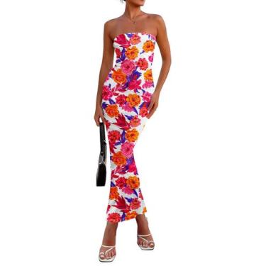 Imagem de Vestido longo feminino PRETTYGARDEN, floral de verão 2025, branco