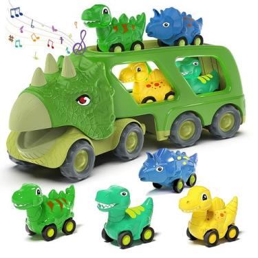 Imagem de Caminhão de transporte Dinosaur Car Toy Veslier com 4 Dino Car 3+ Y