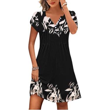 Imagem de Vestido casual Disamer, manga curta, verão, floral, praia, mulher