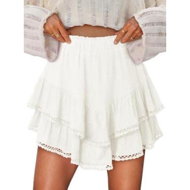 Imagem de Shorts Only Puff Flowy Ruffle Shorts, cintura alta, brancas, XS, femin