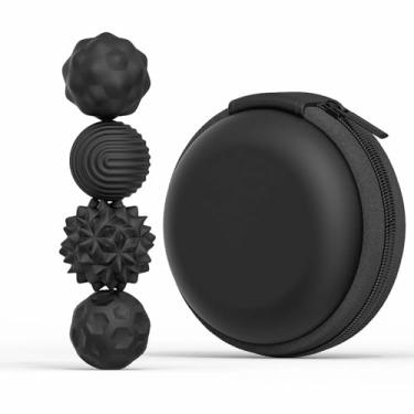 Imagem de Bolas Sensoriais Magnéticas de Silicone – Brinquedo Antiestresse e Calmante para Crianças e Adultos, Ideal para Autismo, Alívio Ansiedade (4 peças - preto)