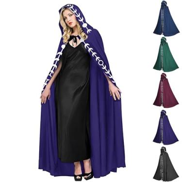 Imagem de Tokisaki Moon Cloak with Hoood Men Women Embroidery Gothic Mysterious Renaissance Hooded Cape Witch Robe Halloween(2XL/3XL,DOU12PENG-Purple)