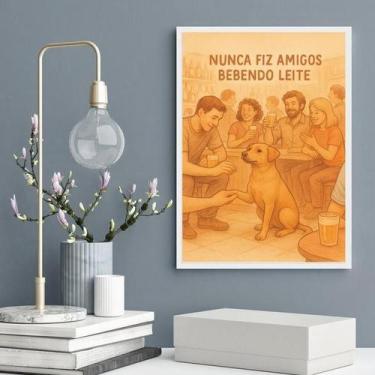Imagem de Quadro Decorativo Cachorro Caramelo No Boteco 24X18Cm - Com Vidro - Qu