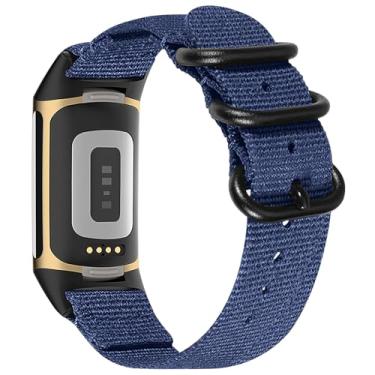 Imagem de Tovimall Pulseiras de nylon compatíveis com Fitbit Charge 6/Charge 5, pulseira de relógio esportivo de secagem rápida, pulseiras de relógio de substituição de nylon para mulheres