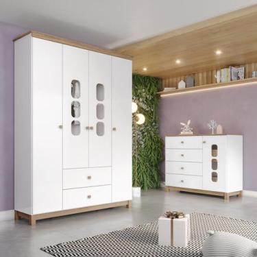Imagem de Conjunto Quarto de Bebê Roupeiro e Cômoda Aconchego - Henn