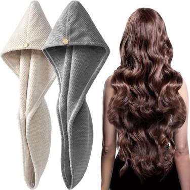 Imagem de Toalha de cabelo Wrap YFONG Thicken Super Absorbent Quick Dry, pacote 