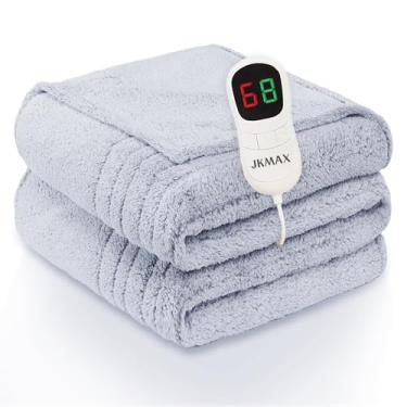 Imagem de JKMAX Cobertor elétrico aquecido - Cobertor de cama aquecido 10 níveis de aquecimento 8 horas de desligamento automático aquecimento rápido ETL certificado sherpa cobertor elétrico com proteção contra