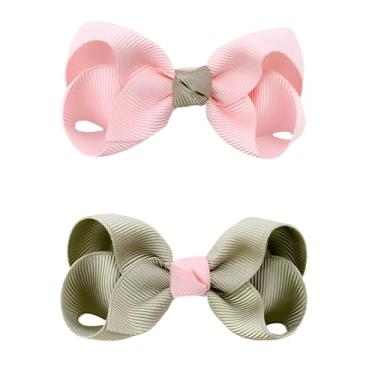 Imagem de Bomboniere Laço de cabelo de gorgorão para meninas com caixa de presente – Grampo de cabelo antiderrapante feito à mão para crianças presente especial de aniversário com bordas bloqueadas de cor