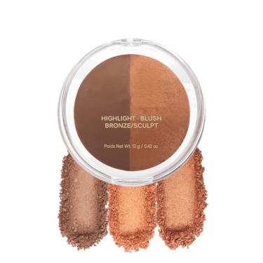 Imagem de Baked Blush Highlight Bronze Powder 3 em 1 Paleta de contorno esculpida cetim sedoso suave paletas de maquiagem em pó (004-Deep)