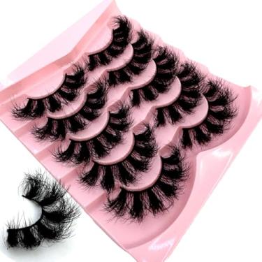 Imagem de HBZGTLAD 5 pares de cílios falsos de vison 10D de 25 mm a granel cílios postiços naturais macios grossos dramáticos cílios sintéticos ferramentas de maquiagem atacado (QD-1)