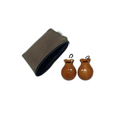 Imagem de Castanholas Cor Natural Envernizada + Estojo Brazucapas