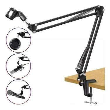 Imagem de 2X Braço Articulado Suporte Microfone Profissional Mesa Podc