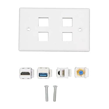 Imagem de 4 Placa de Parede da Porta para Fiação Doméstica Placete Facial - Instalação de Plugue e Reprodução, Conexão Segura para Ethernet AV - Compatível Com Cabos Cat6 [Tidy Look]