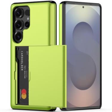 Imagem de Nvollnoe Capa para Samsung S25 Ultra com suporte para cartão, camada dupla, capa protetora resistente, compartimento oculto para cartão, capa carteira fina para Samsung S25 Ultra de 16,9 cm (verde