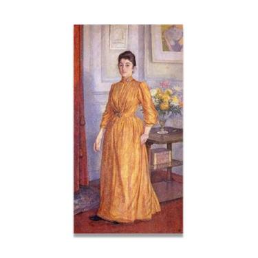 Imagem de Saia longa dourada Neo-impressionista do início do século XX: Théo van Rysselberghe Arte em tela 30 x 60 cm sem moldura