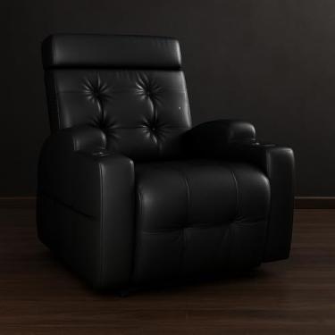 Imagem de Poltrona Reclinável Automática Cherokee Conforto Personalizado com USB, Porta-Copos e Revestimento em Corino (Preto Ônix)