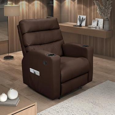 Imagem de Poltrona Cadeira Reclinável Florença Império Estofados Zero Wall Papai Sala Descanso Corano (Marrom)