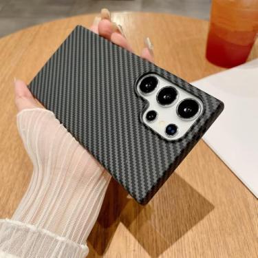 Imagem de Capa de fibra de carbono com padrão para Samsung S25 24 23 22 Ultra, capa rígida com carregamento magnético e padrão leve para PC, 5, para Galaxy S24+