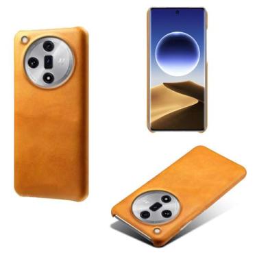 Imagem de Capa para OPPO Find X7 Ultra,Proteção contra quedas,Casca de volta de cor sólida simples,Design de couro de imitação de plástico-Orange