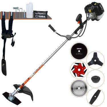 Imagem de Máquina de Cortar Grama  À Gasolina Terra GRH520 2 Tempos 52cc 2,5HP 6.500rpm Roçadeira Completa Multifuncional Com 6 Opções de Cortes