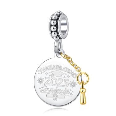 Imagem de QeenseKc Graudaution 2025 Pingente Pingente em Forma de Moeda Miçanga Compatível com Pulseira Pandora Feminina