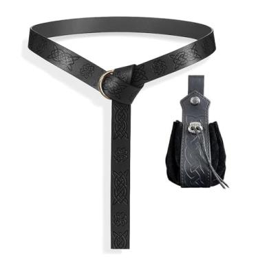Imagem de Bolsa de cinto medieval bolsa de moedas pochete conjunto de fantasia viking festival de Halloween Ren Faire bolsa de couro, 1 preto, Medieval & Ren Faire, Fantasia