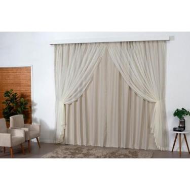 Imagem de Cortina Blackout Com Voal 3,00 x 2,80 Varão e Trilho Suiço - EMPÓRIO D