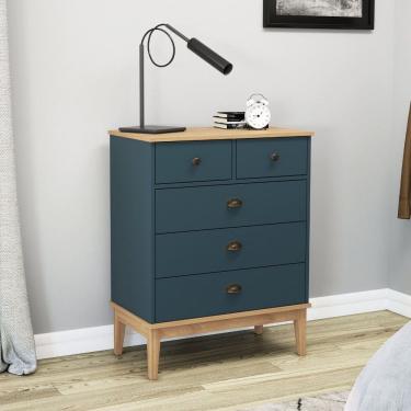 Imagem de Cômoda 5 Gavetas com Pés em Madeira Colonial Movel bento