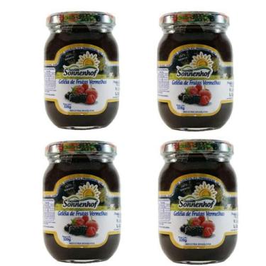 Imagem de Geleia De Frutas Vermelhas 4 Potes 100% Natural 320g - Fazenda Sonnenh