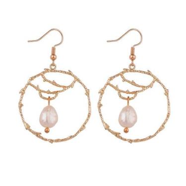 Imagem de Bohemian Style Freshwater Pearl Metal Shell Pingente Brincos Ladies Je