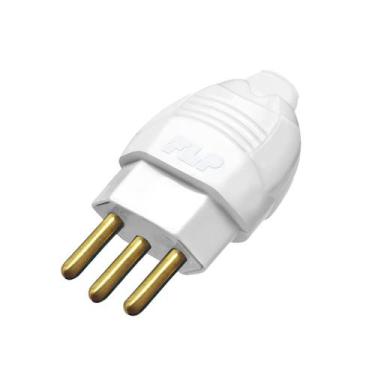Imagem de Kit 20 Plugue Pino Macho 2p+t 10A Oco Bivolt 110V/220V Branco Com Inme