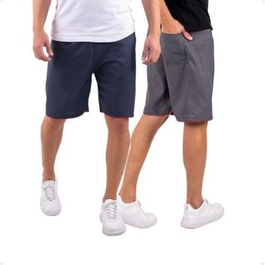 Imagem de Kit 2 Bermuda Masculina Tactel Liso Esporte Academia Casual - Ben20, A