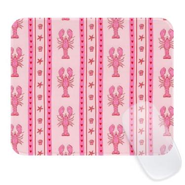 Imagem de Seorsok Tapete de rato de lagostim de cores vivas, tapetes de rato texturizados premium para laptop de escritório, tapetes de rato bonitos quadrados laváveis com bordas costuradas estendidas, base de