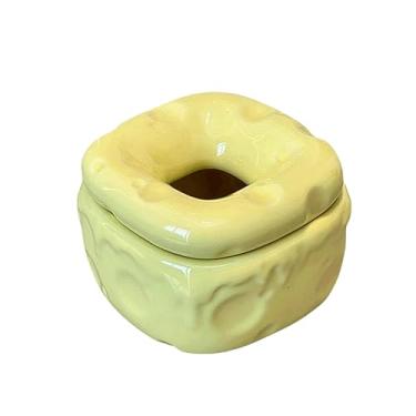 Imagem de Cinzeiro de cerâmica quadrado coberto caixote de cigarro lavável suporte de cinzeiro removível para mesa de escritório em casa