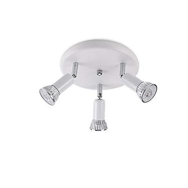 Imagem de KSSTEVNBD S-L Refletor de teto multidirecional de 3 luzes, luminária de teto interna de montagem embutida, placa redonda preta/branca/cromada, luz de teto com 3 lâmpadas Gu10, para sala de jantar