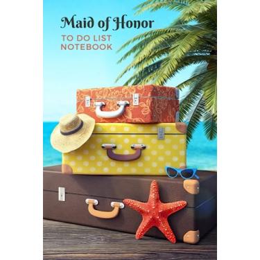 Imagem de Maid of Honor To Do List Notebook: Hardcover/Vintage Suitcases Turquoise Ocean - Travel Art Theme/Checklist/Event Journal/Wedding Gift From Bride/Cute Card Alternative