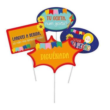 Imagem de Plaquinhas Divertidas Viva São João - Kit com 8 Unidades para Festas J
