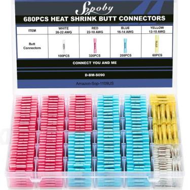 Imagem de Kit de conectores de fios elétricos Sopoby 680PCS Heat Shrink