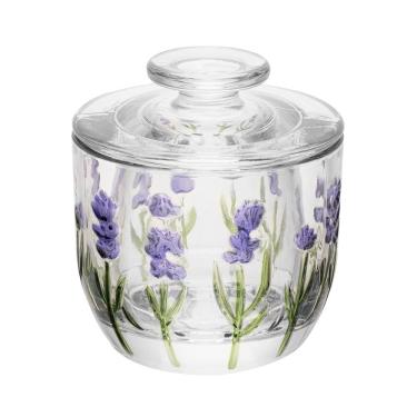 Imagem de Manteigueira Francesa de Cristal C/Tampa Lavanda Hand Painting 10x9cm Lyor