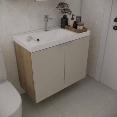 Imagem de Gabinete de Banheiro sem Cuba 79,6cm Vittare Carvalho/Nude