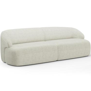 Imagem de Sofá 3 Lugares Curvo Orgânico Para Sala Living 250cm Barolo L06 Linho Cru - Lyam Decor