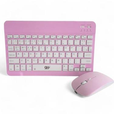 Imagem de Teclado E Mouse Sem Fio A6732 Slim Recarregável Rosa
