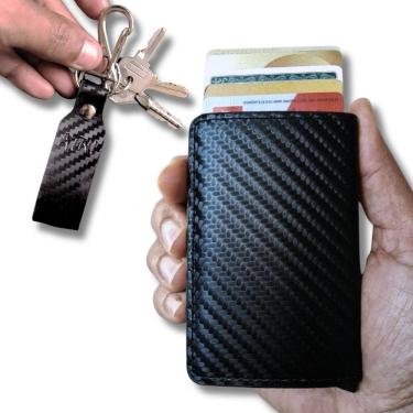 Imagem de Carteira Futuro Rfid Slim Porta Cartões De Couro Antifurto