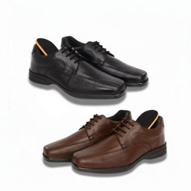 Imagem de Kit dois pares de sapato social masculino elegant em couro ajuste cada