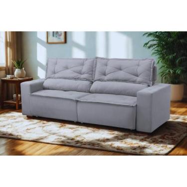 Imagem de Sofá Retrátil e Reclinável 2 lugares com Molas 1,50m Lima Suede Cinza 